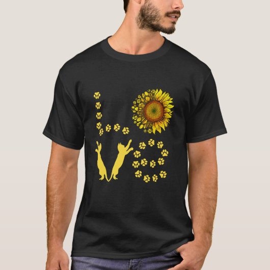 LIEFDE KATTENPOOT & ZONNEBLOEMEN T-SHIRT (Voorkant)