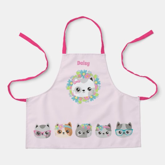 Liefde Kawaii Katten en Kittens -Schattig Baker Ka Schort (Voorkant)