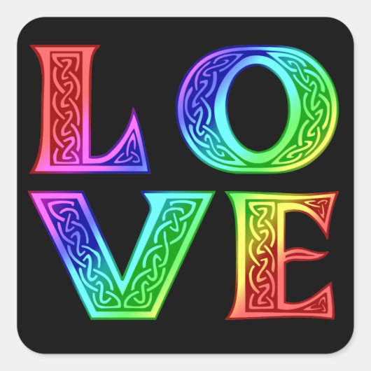LIEFDE - Keltische belettering Vierkante Sticker (Voorkant)