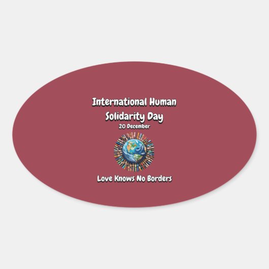 Liefde kent geen grenzen. Dag van de Solidariteit Ovale Sticker (Voorkant)