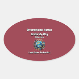 Liefde kent geen grenzen. Dag van de Solidariteit Ovale Sticker