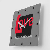 Liefde kent geen grenzen Grijs Zwart Rood Modern Vierkante Klok (Hoek)