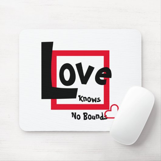 Liefde kent geen grenzen Rood zwart en wit Muismat (Met muis)