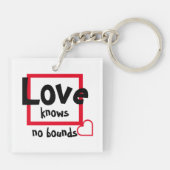 Liefde kent geen grenzen zwart wit en rood sleutelhanger (Achterkant)