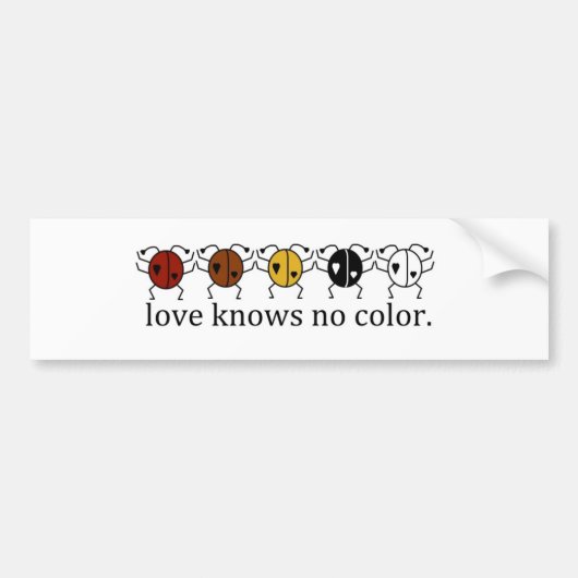 liefde kent geen kleur bumper sticker (Voorkant)