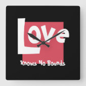 Liefde kent geen zwarte acrylwandklok vierkante klok (Voorkant)
