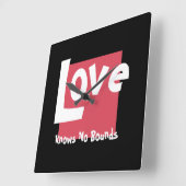 Liefde kent geen zwarte acrylwandklok vierkante klok (Hoek)