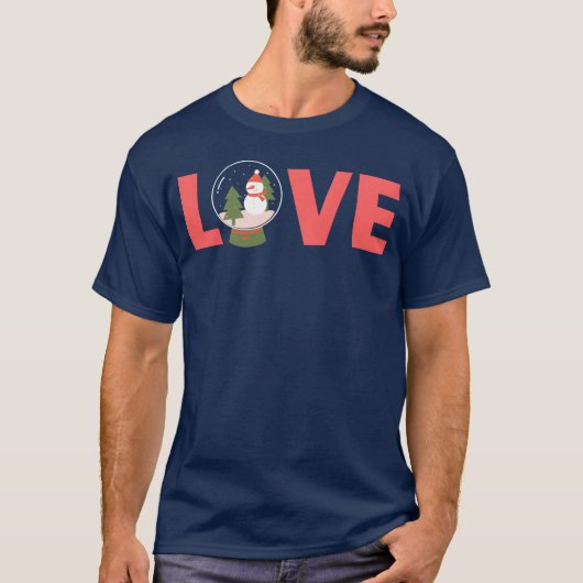 liefde kerst sneeuwpop vriend t-shirt (Voorkant)