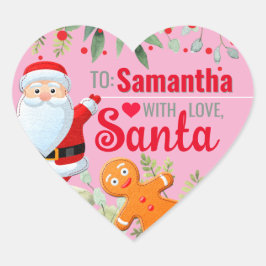 Liefde, Kerstman Gemberkoek Op Maat Gemaakte Roze  Hart Sticker