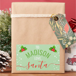  "Liefde, Kerstman" Naam Op Maat Sage Groene Kerst Rechthoekige Sticker