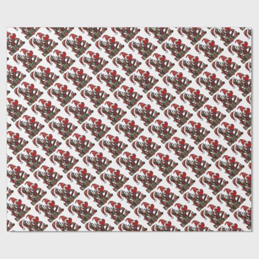 Liefde Kerstmis Gnomen Cadeaupapier (Vlak)