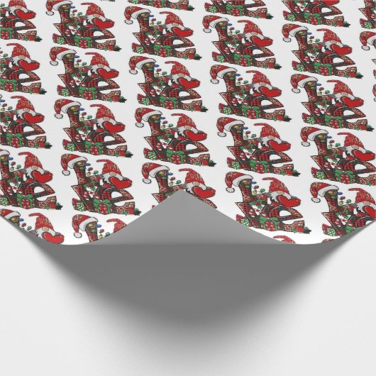 Liefde Kerstmis Gnomen Cadeaupapier (Hoek)