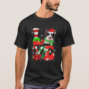 LIEFDE Kerstmis Santa Border Collie Snoepjes Canes T-shirt