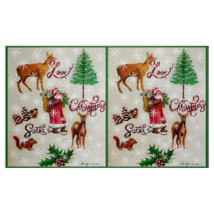 Liefde Kerstmis Santa Collage Stof