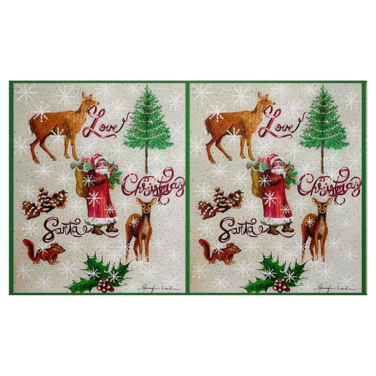 Liefde Kerstmis Santa Collage Stof (Fat Quarter)