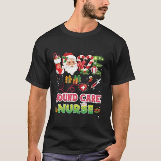 Liefde Kerstmis Wond Zorg Verpleegster Santa Candy T-shirt (Voorkant)