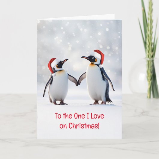 Liefde Kerstvakantie naar de One I Love Pinguins Kaart (Voorkant)