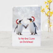 Liefde Kerstvakantie naar de One I Love Pinguins Kaart (Gele Bloem)