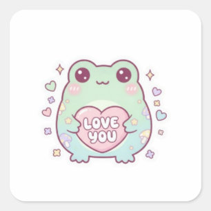 Liefde Kikker Sticker Cute Kikker Houdt Hart Roman