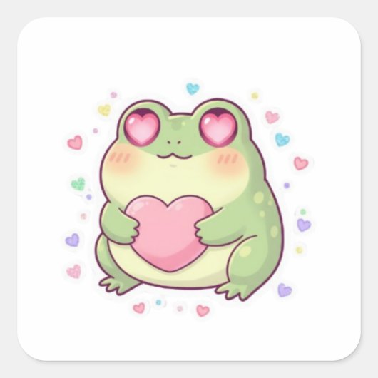 Liefde Kikker Sticker Schattige Romantische Kikker (Voorkant)