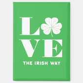 Liefde Klaverblad Iers Groen Wit Eigen Tekst Magneet (Voorkant)