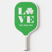 Liefde Klaverblad Iers Groen Wit Eigen Tekst Pickleball Paddle (Achterkant)