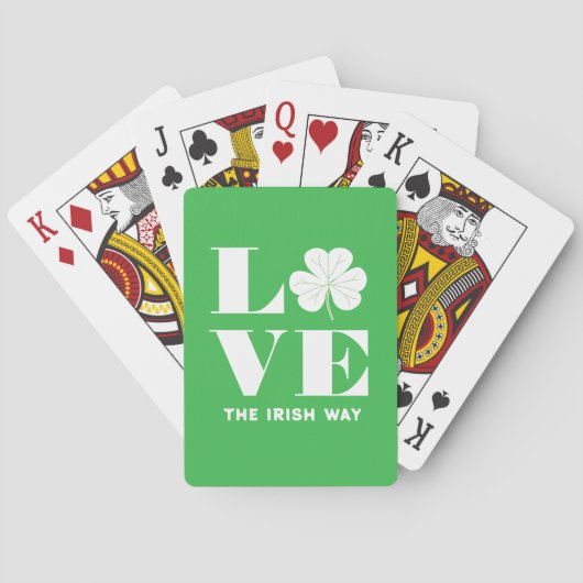 Liefde Klaverblad Iers Groen Wit Eigen Tekst Pokerkaarten (Achterkant)