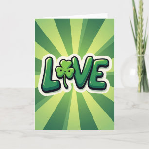 Liefde Klavertje vier groene stralen kaart