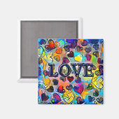 Liefde | Kleurrijk Abstract Magneet (Voorkant / Achterkant)