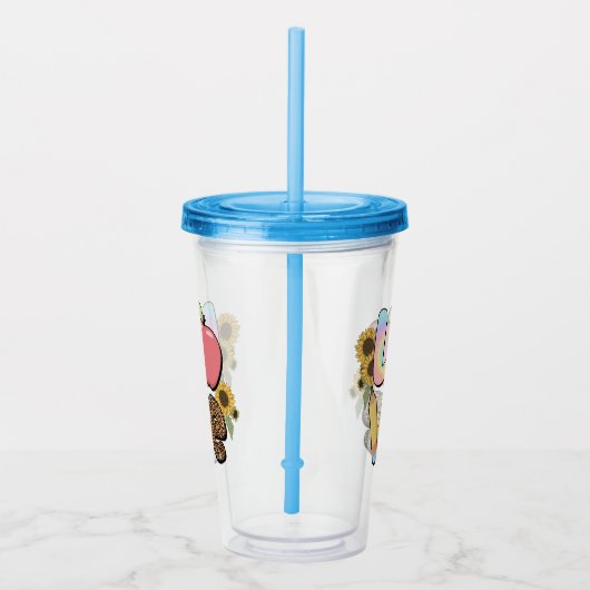 Liefde - Kleurrijk Teacher Design met Apple & Penc Acryl Drinkbeker (Rechts)