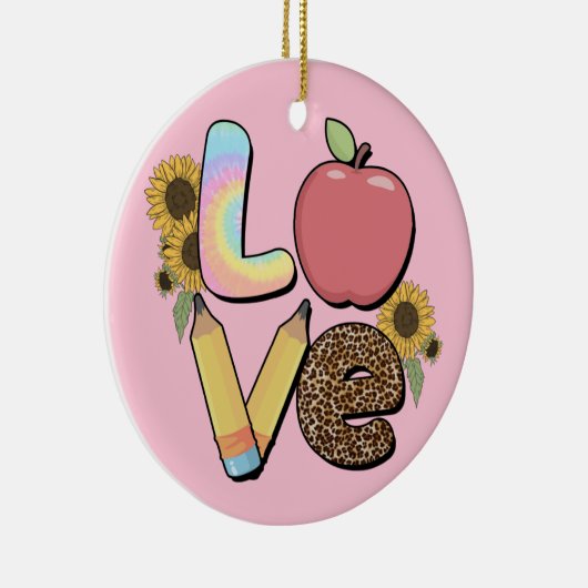 Liefde - Kleurrijk Teacher Design met Apple & Penc Keramisch Ornament (Rechts)