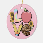 Liefde - Kleurrijk Teacher Design met Apple & Penc Keramisch Ornament (Links)