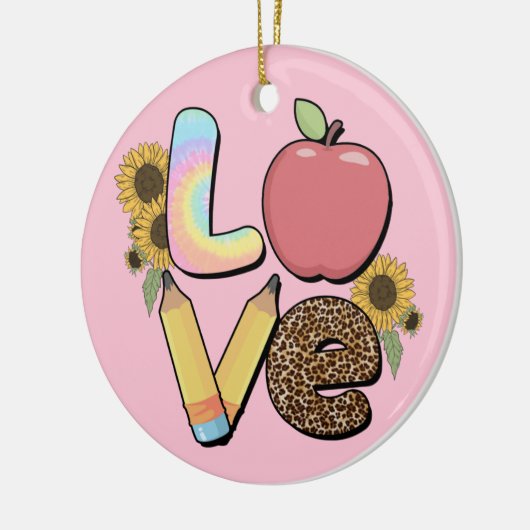 Liefde - Kleurrijk Teacher Design met Apple & Penc Keramisch Ornament (Links)