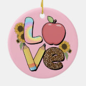 Liefde - Kleurrijk Teacher Design met Apple & Penc Keramisch Ornament (Achterkant)