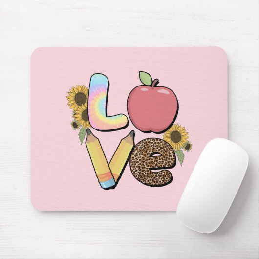 Liefde - Kleurrijk Teacher Design met Apple & Penc Muismat (Met muis)