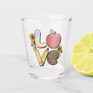 Liefde - Kleurrijk Teacher Design met Apple & Penc Shot Glas