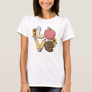 Liefde - Kleurrijk Teacher Design met Apple & Penc T-shirt