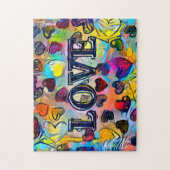 Liefde | Kleurrijke Abstracte Jigzaag Puzzle Legpuzzel (Verticaal)