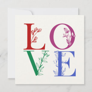 Liefde - Kleurrijke botanische letters  Kaart