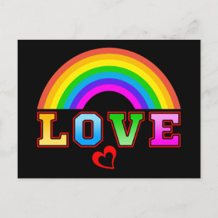Liefde Kleurrijke Regenboog Rode Hart Briefkaart