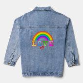 Liefde Kleurrijke Regenboog Rode Hart Denim Jacket (Achterkant)