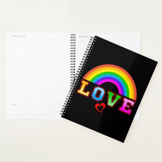 Liefde Kleurrijke Regenboog Rode Hart Planner (Display)