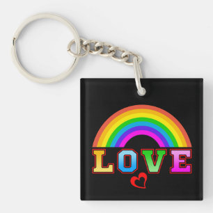 Liefde Kleurrijke Regenboog Rode Hart Sleutelhanger