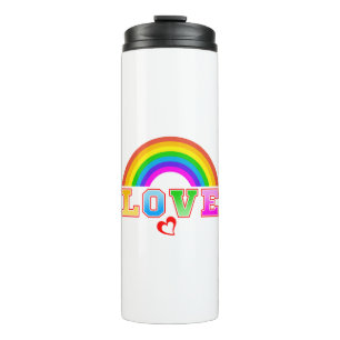 Liefde Kleurrijke Regenboog Rode Hart Thermosbeker