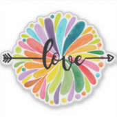 Liefde, kleurrijke ronde Waterverf, gloeiend desig Sticker (Voorkant)
