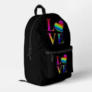 LIEFDE KLEURRIJKE TYPOGRAFIE REGENBOOG HART  BEDRUKTE RUGZAK