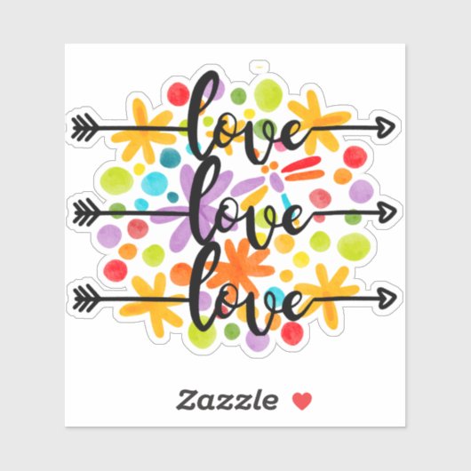 Liefde kleurrijke Waterverf ventilatorontwerp Stic Sticker (Vel)