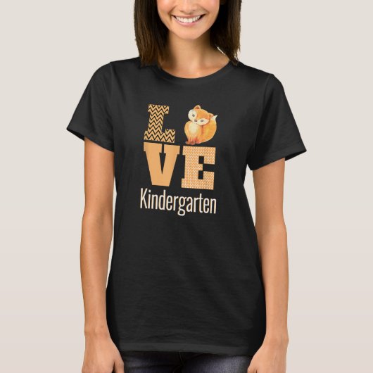 Liefde kleuterschool Fox Kinder leraar Terug naar  T-shirt (Voorkant)