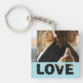 Liefde knipt naar blauw Gepersonaliseerd foto Sleutelhanger
