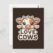 Liefde Koeien Vegan Design - Schattigee Koe Illust Briefkaart (Voorkant / Achterkant)